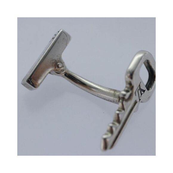Pre Loved Louis Vuitton Lock Key Cufflinks Silver Men Sets - Picture 8 of 8